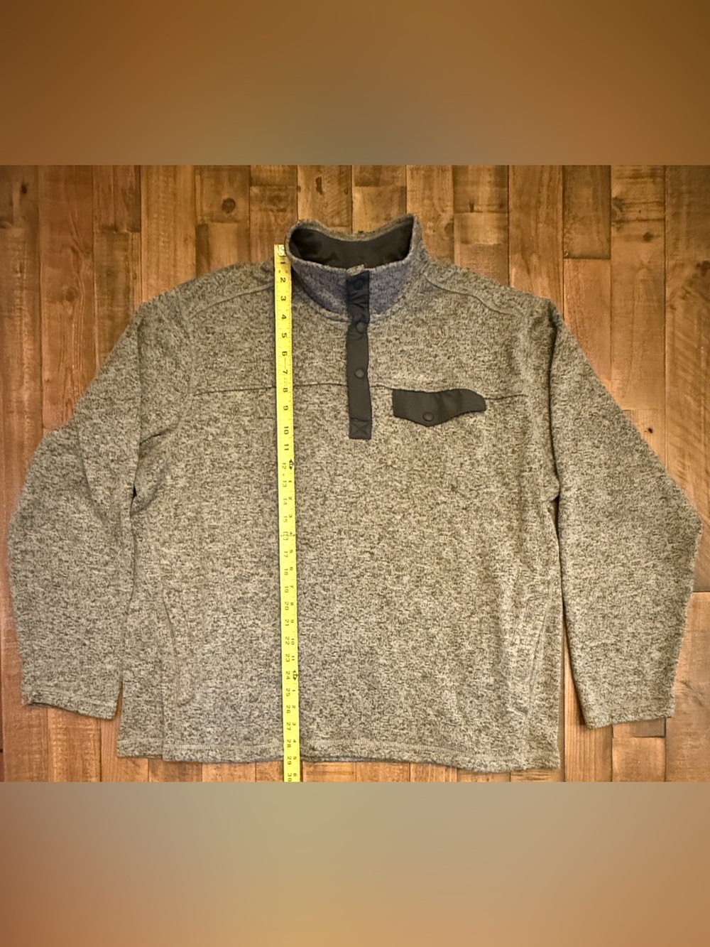 Eddie Bauer Men’s XL Snap Neck Fleece Pullover Sweater Gray Heather - Picture 4 of 9